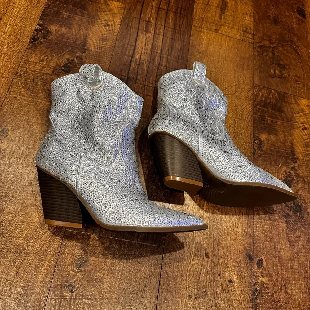 Silver Ankle Boots - Picture 3 of 9